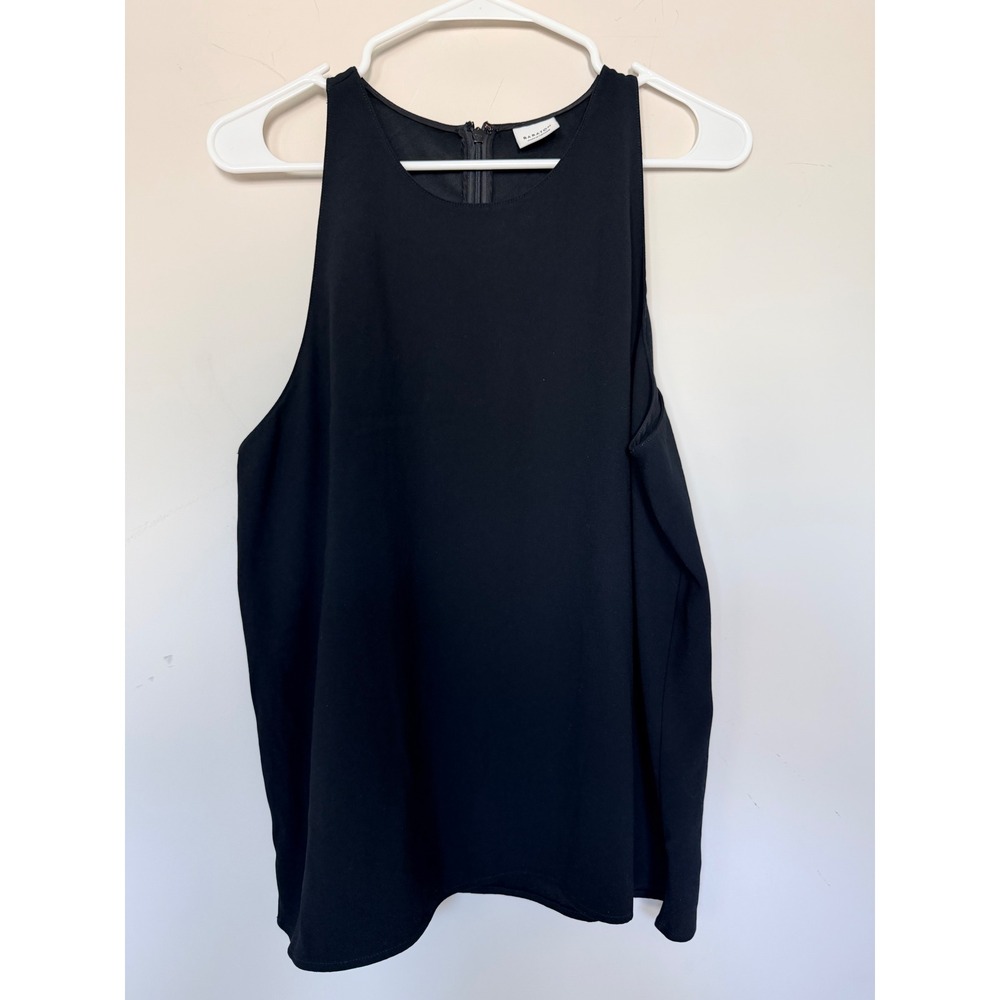 Babaton Aritzia Black Sleeveless Tank Top High Neck Zip Back Blouse Sz Large